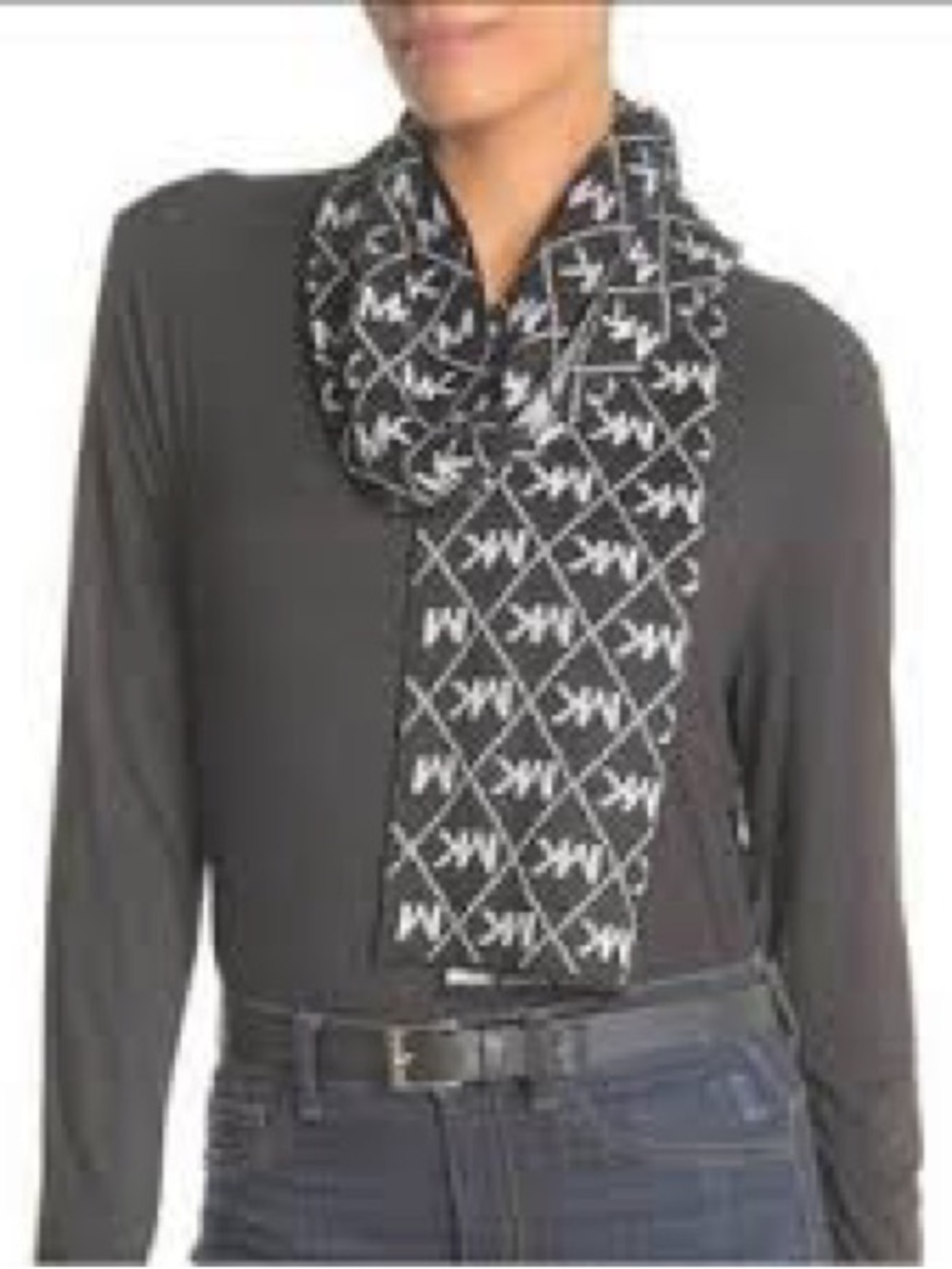 Michael Kors Black & White Logo Print Scarf